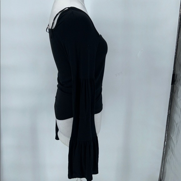 Free People Black Long Sleeve Top Babetown Black Bell Sleeve Size Small - Picture 5 of 10